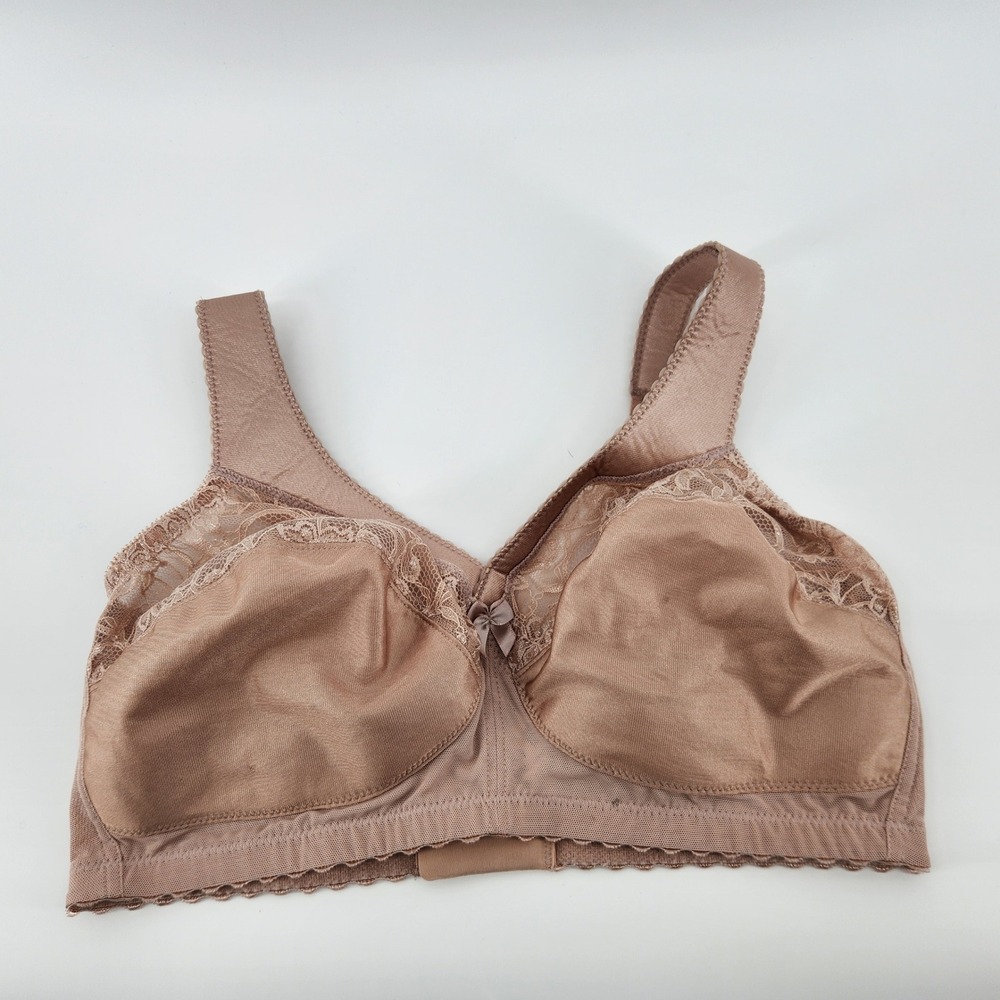 Glamorise Bra‎ 36DD Full Coverage Lace Trim Comfort Support Everyday Beige